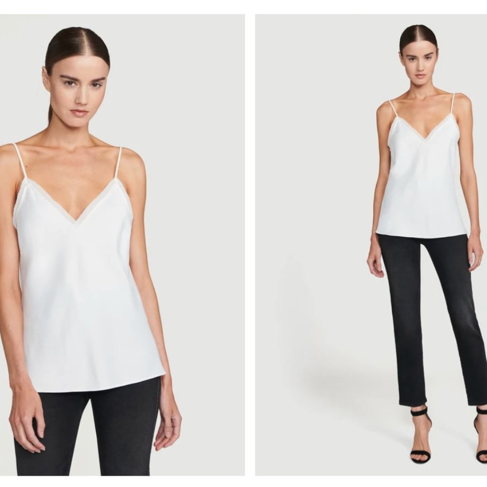 FRAME Satin Lounge Tank, off-white